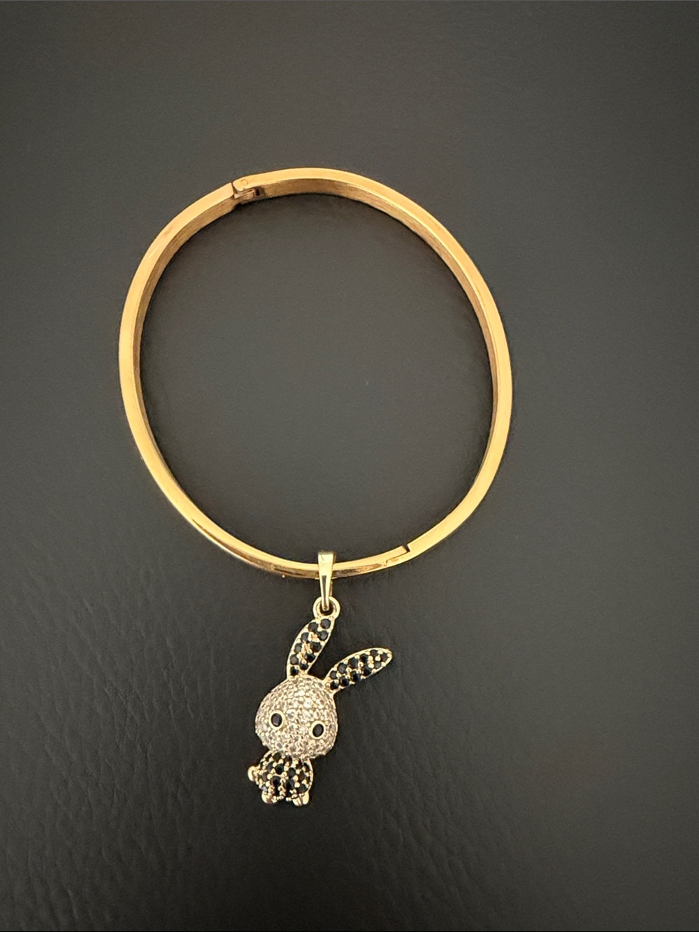 Gold Bunny Charm Bangle Bracelet